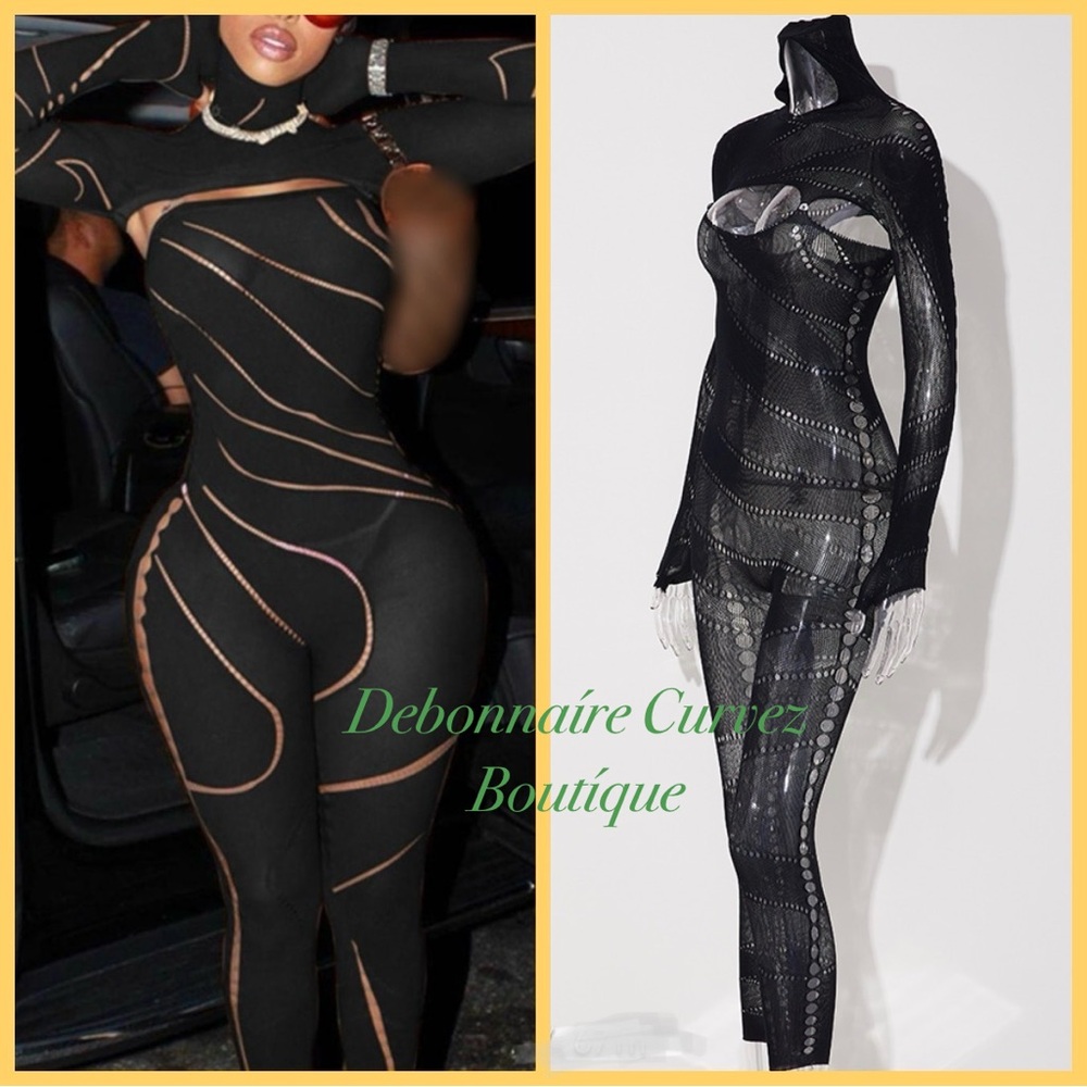 Black Mesh Jumpsuit
